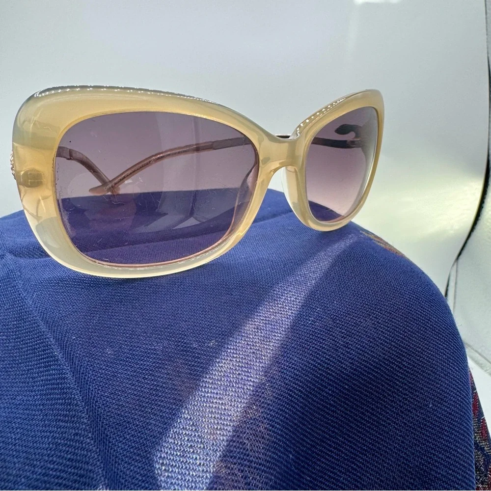 Y2K Just‎ Cavalli Sunglasses Cream with Goldtone snake Mob-wife Resort Glam VTG